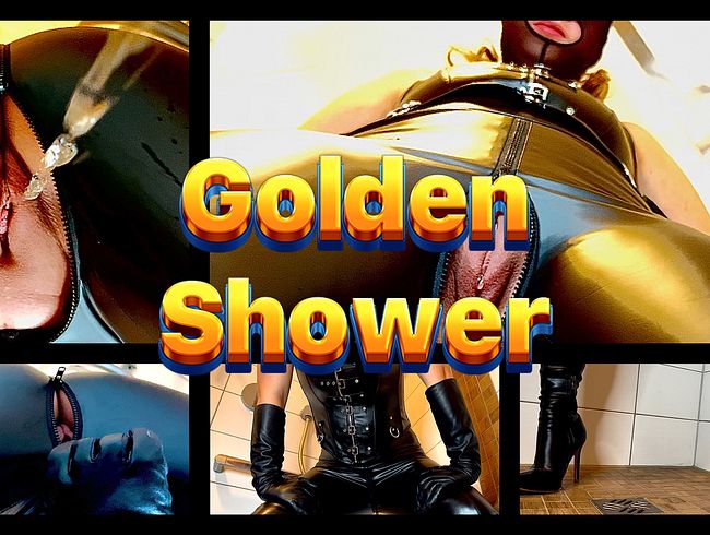 POV! Pissed in the shower! You lie under me and I piss in your slave mouth! Golden shower!